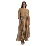 Animal leaf double layered maxi dress