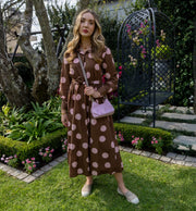 Polka dot belted maxi dress
