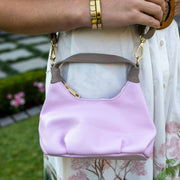 Two tone geniune leather handbag