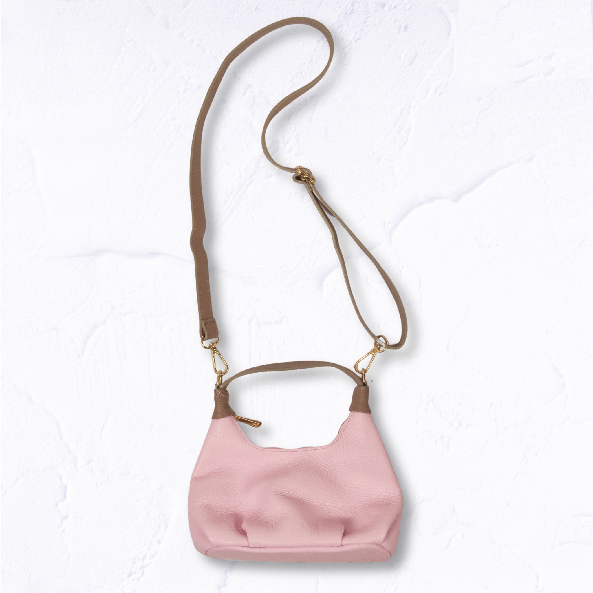 Two tone geniune leather handbag