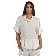 2-textured cowl neck top