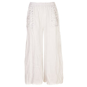 Sequin lace slashed pocket linen pant