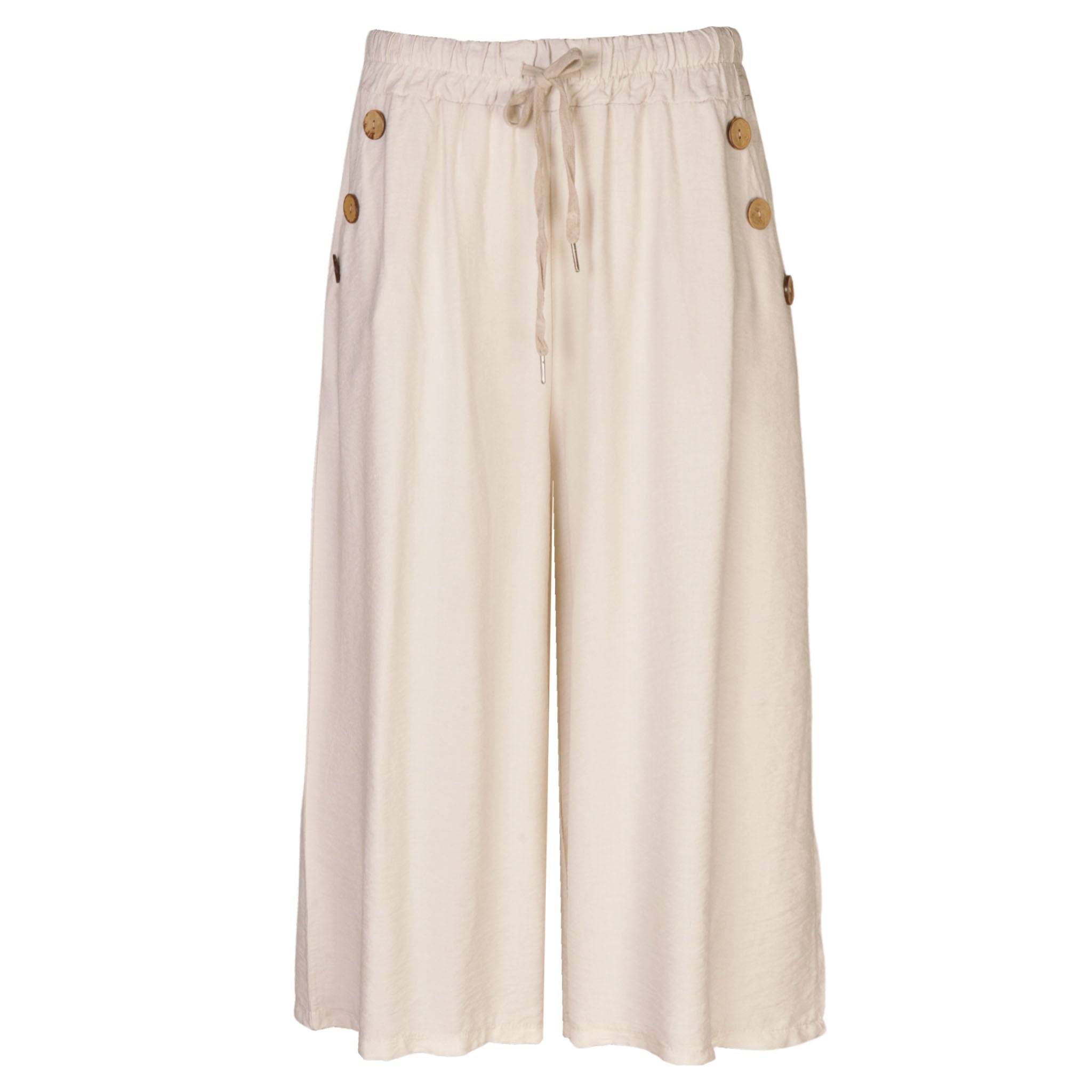 3 Buttons cropped wide leg pant