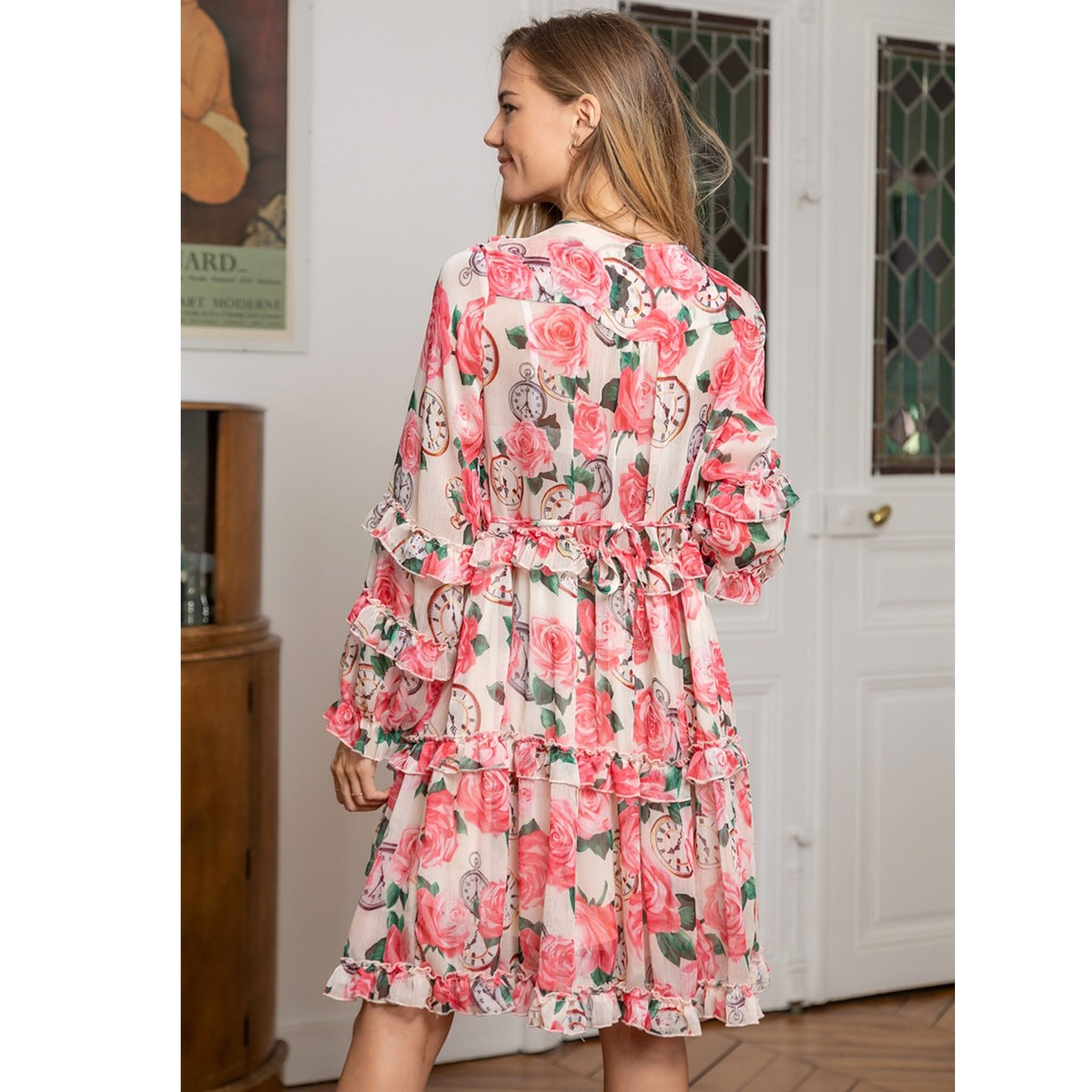 Mini Rose clock frill dress