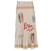 Printed pleat maxi skirt