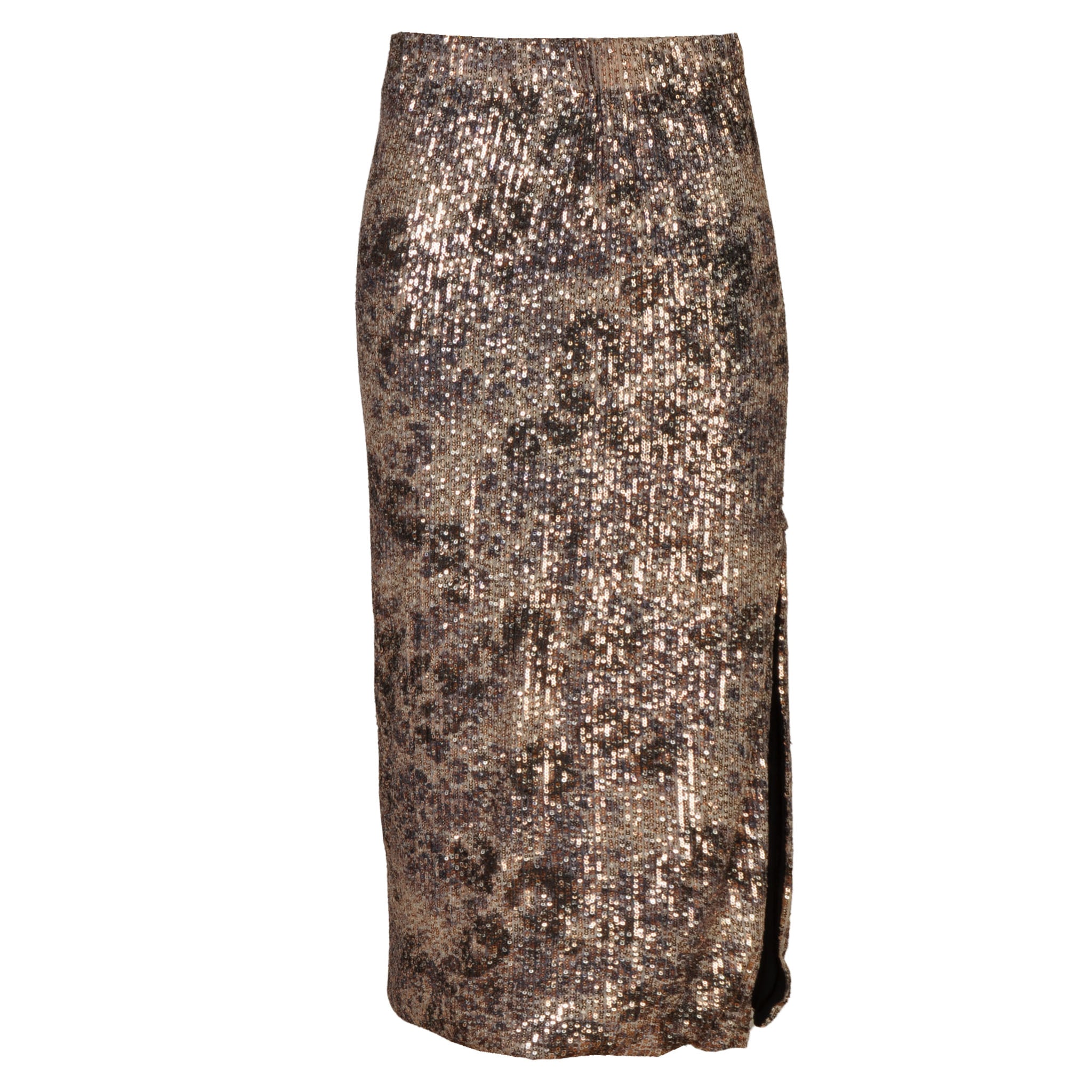 Animal print side slit seq skirt