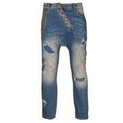 Asymmetrical button studded pocket harem