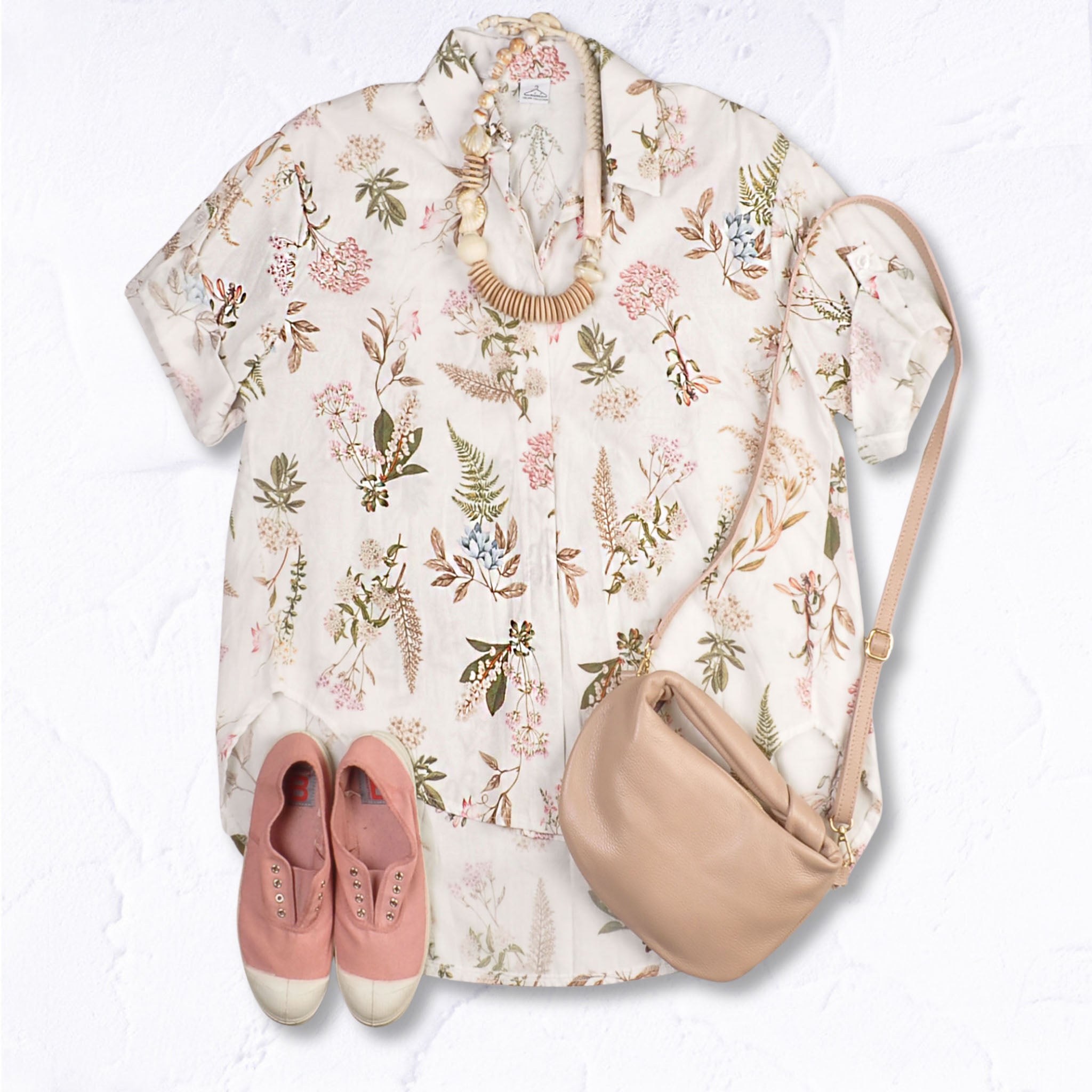 Botanical floral print over sized shirt