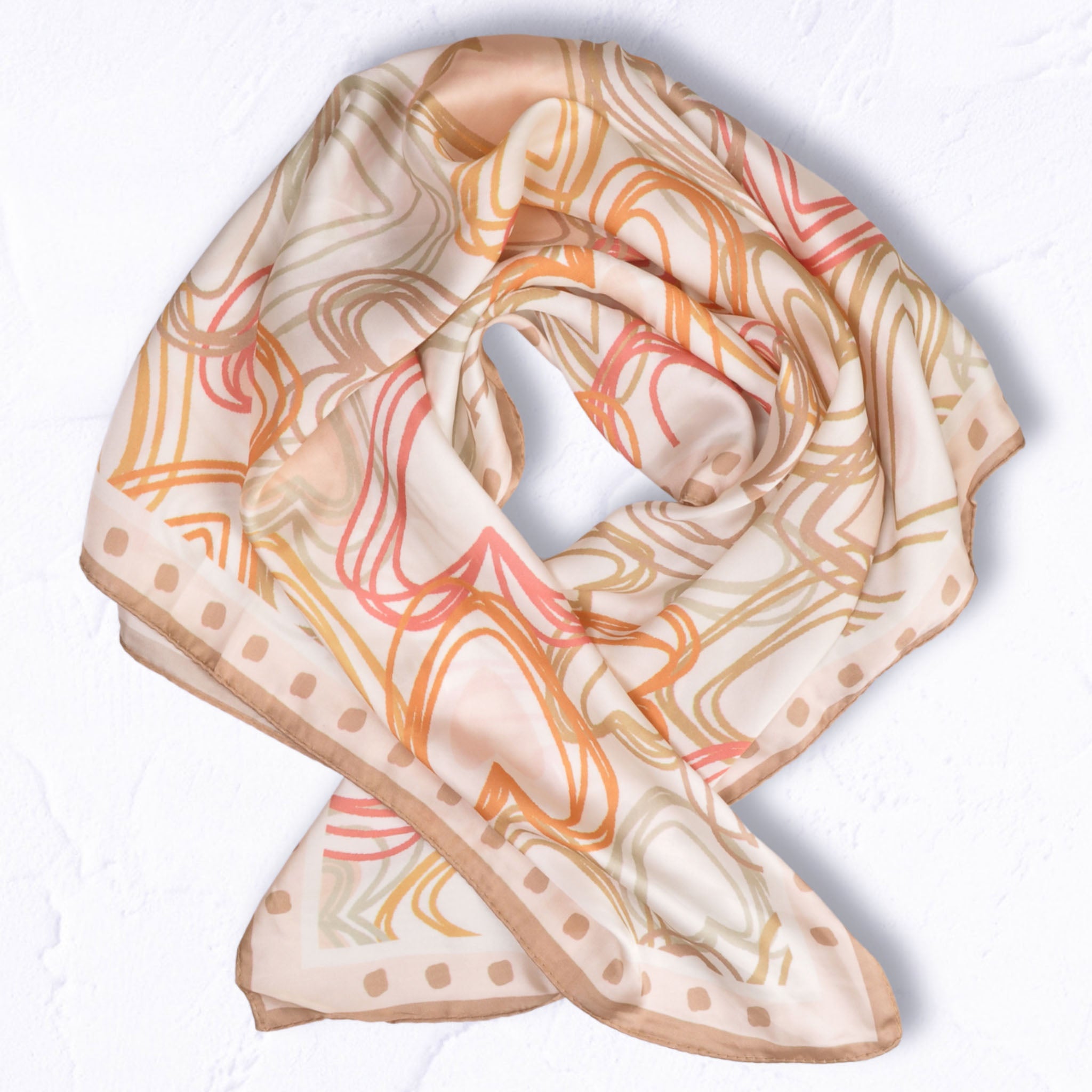 Multi heart print silky scarf