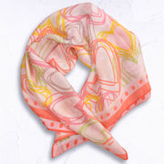 Multi heart print silky scarf