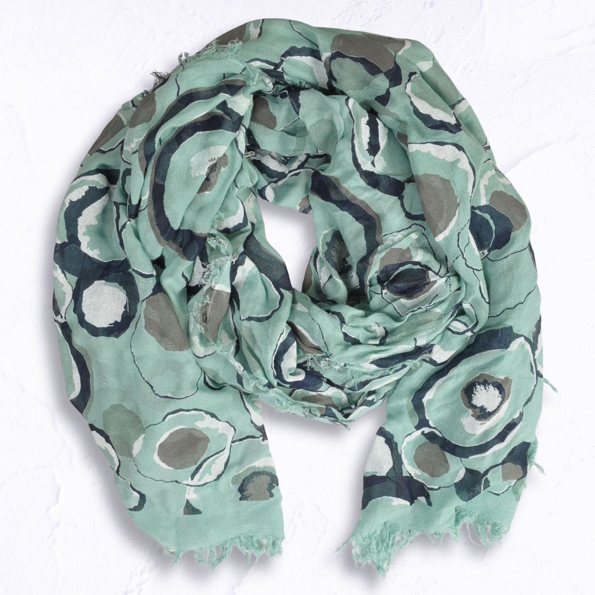 Multi circle print bamboo scarf