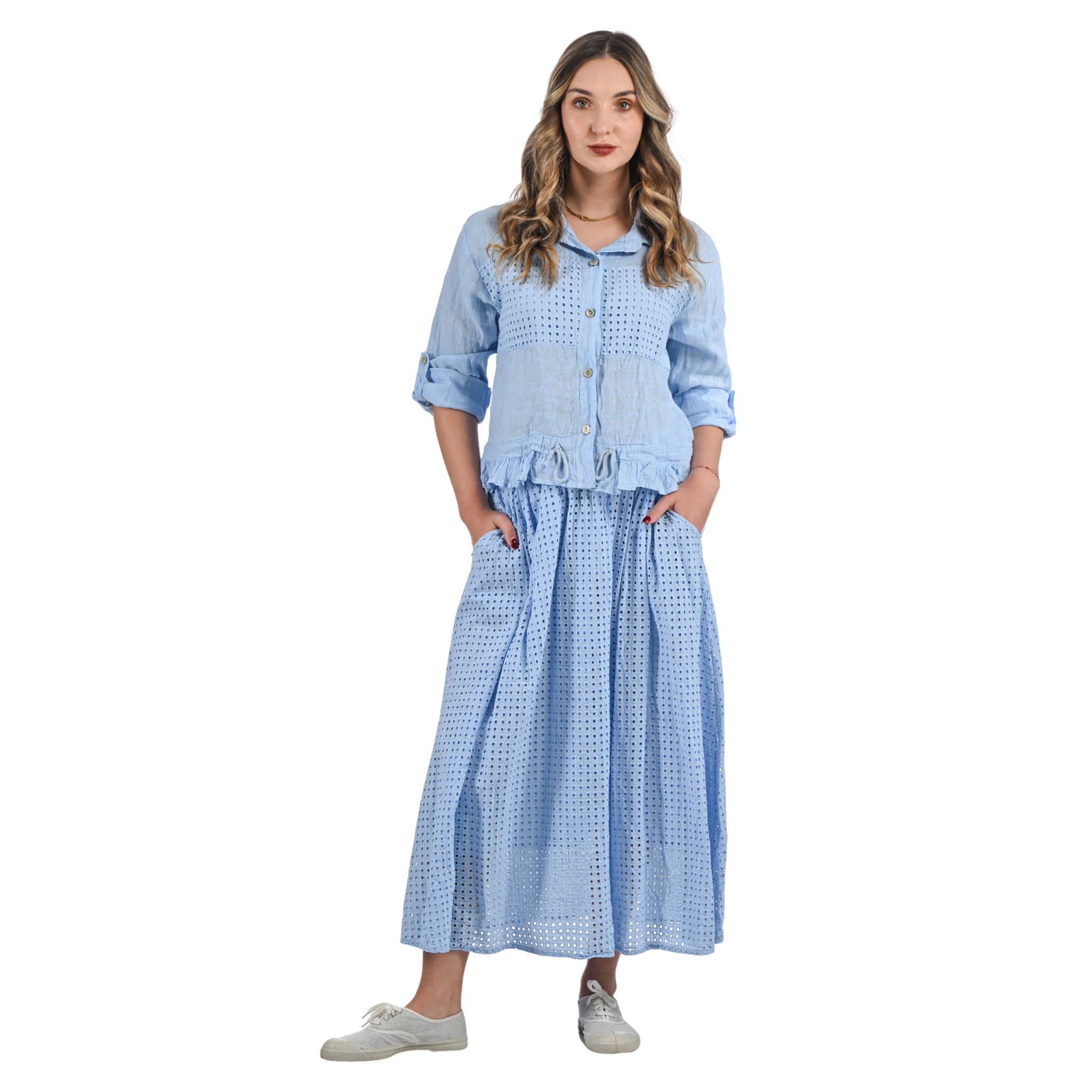 Anglaise patch linen shirt jacket