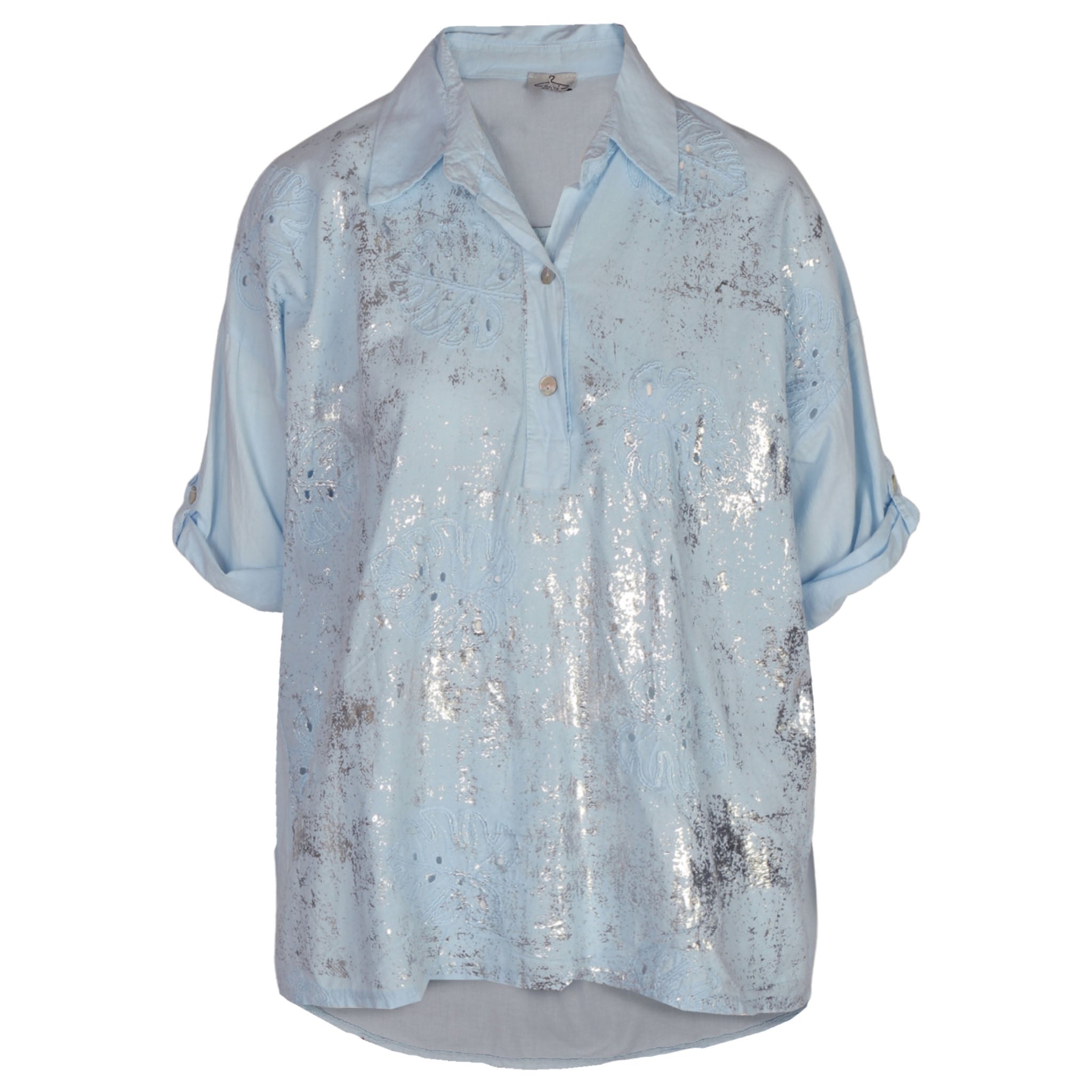 Foil leaf print anglaise shirt