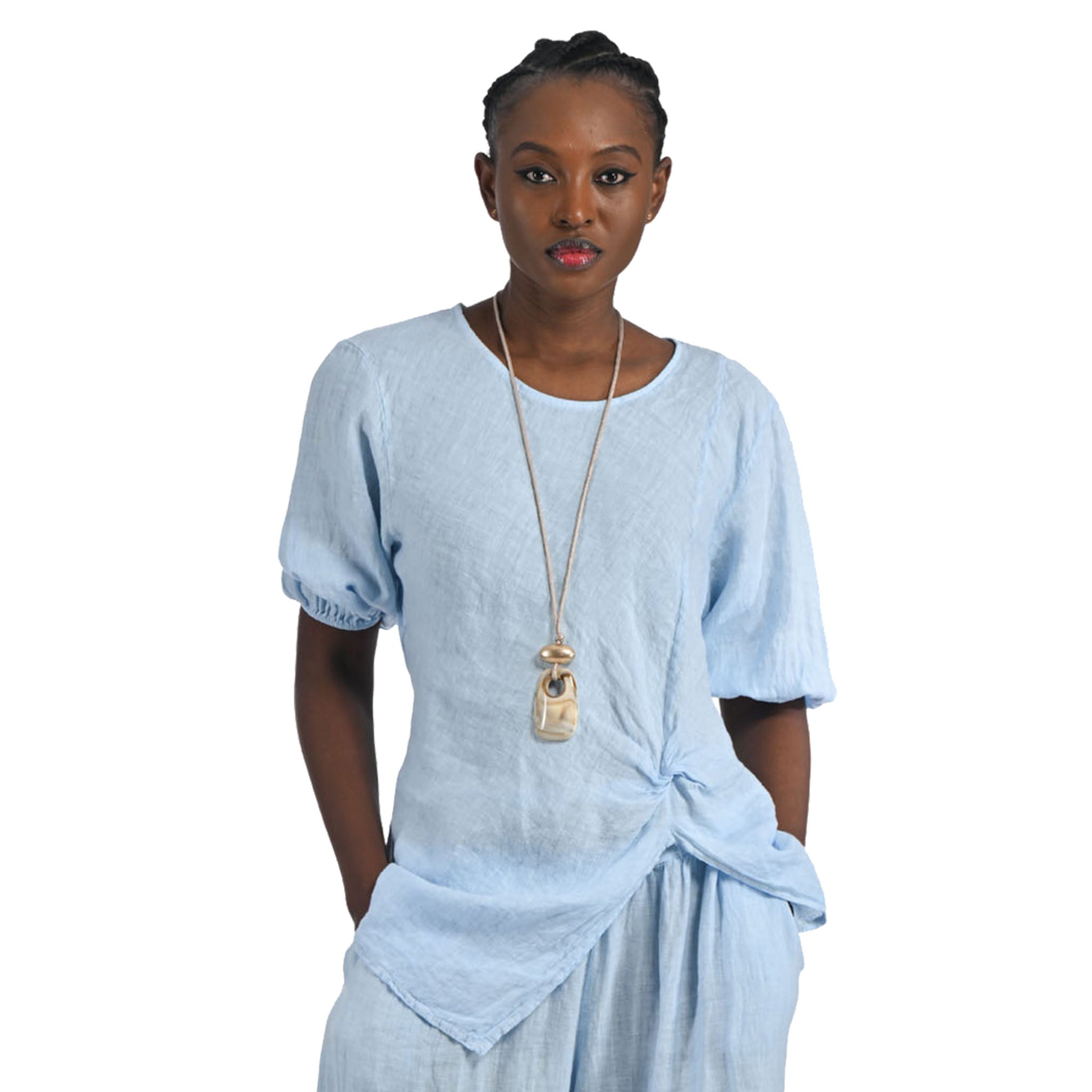 Two textured knot detail top