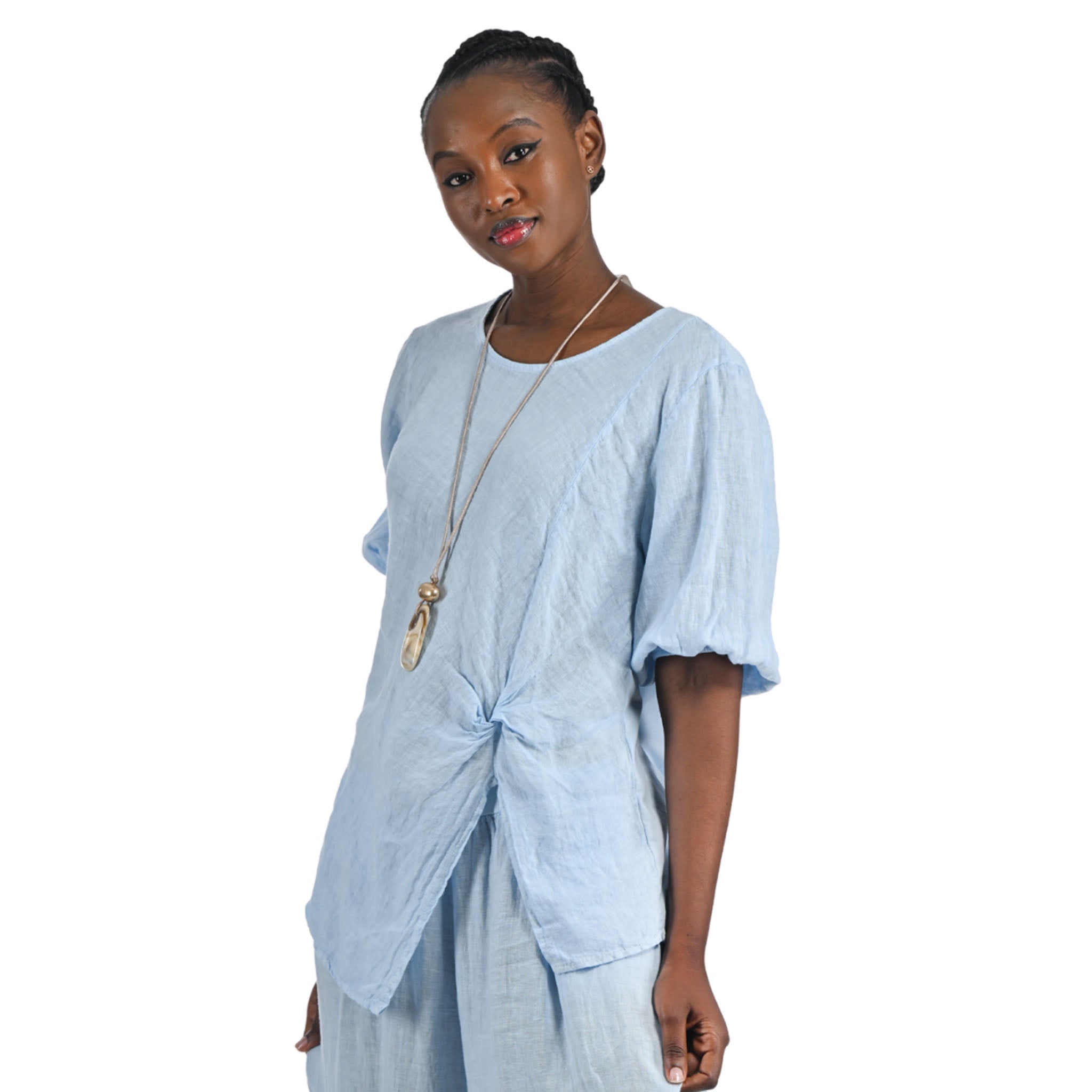 Two textured knot detail top