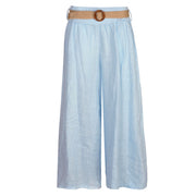 Belted wide leg linen pant