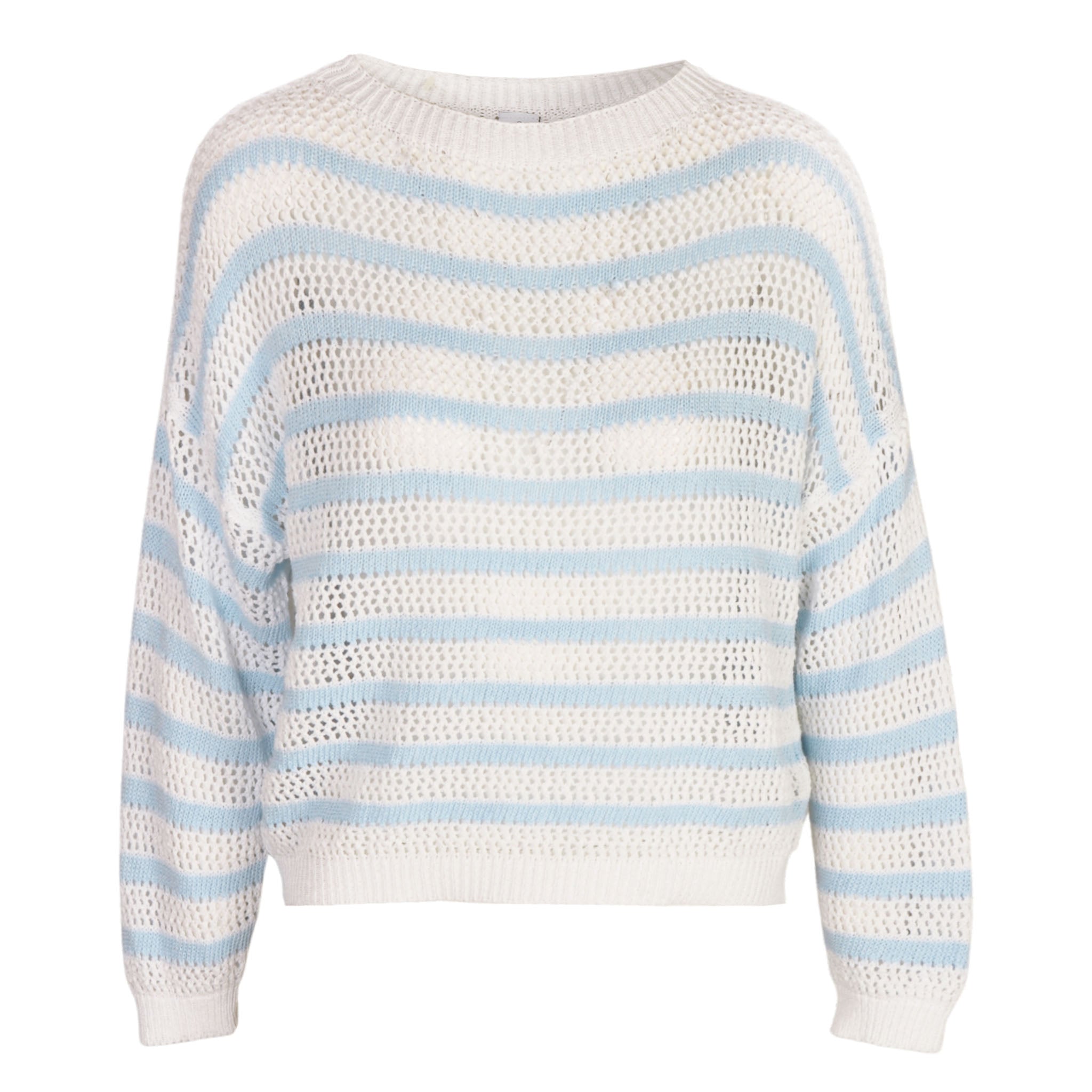 Thin stripe lace knit top