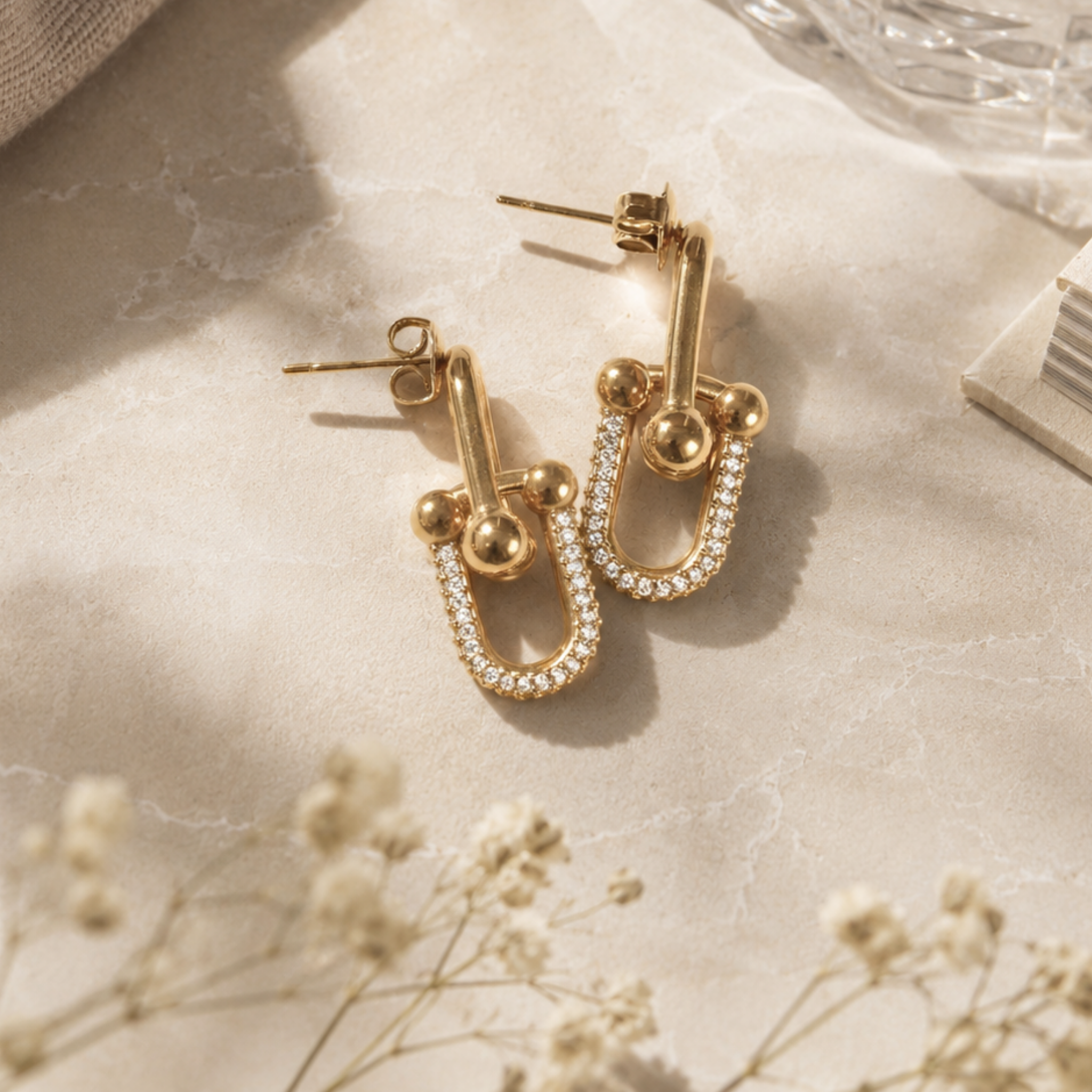 Diamante link earrings