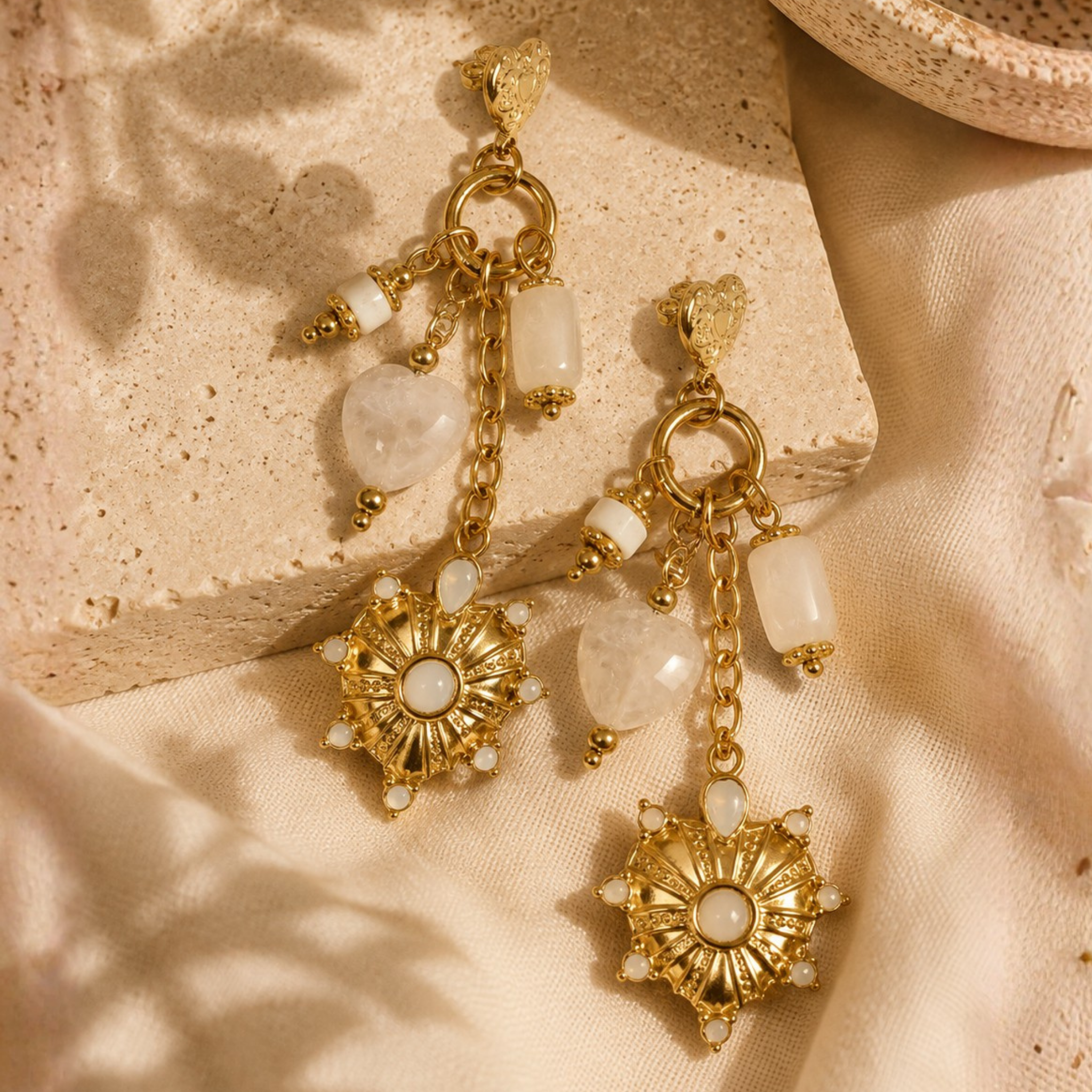 Smokey heart stone earrings