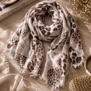 Multi animal print heart raw edge scarf