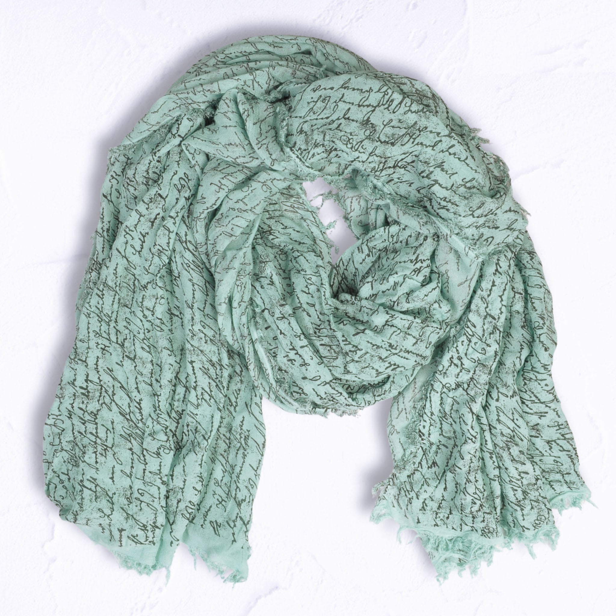 Calligraphy rawedge bamboo scarf