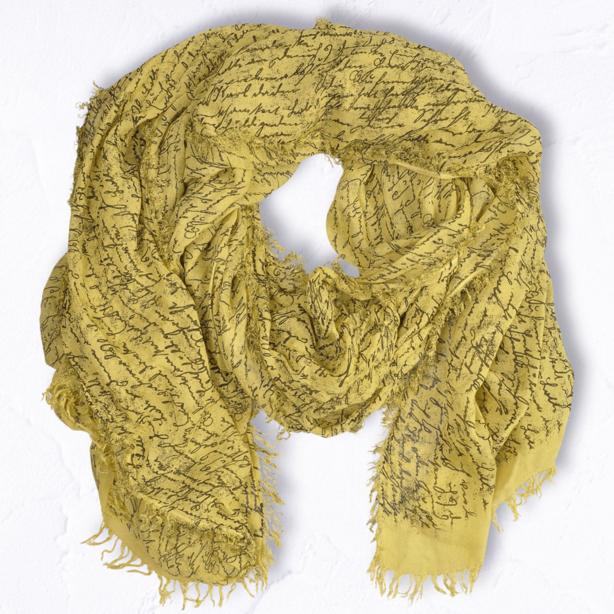 Calligraphy rawedge bamboo scarf