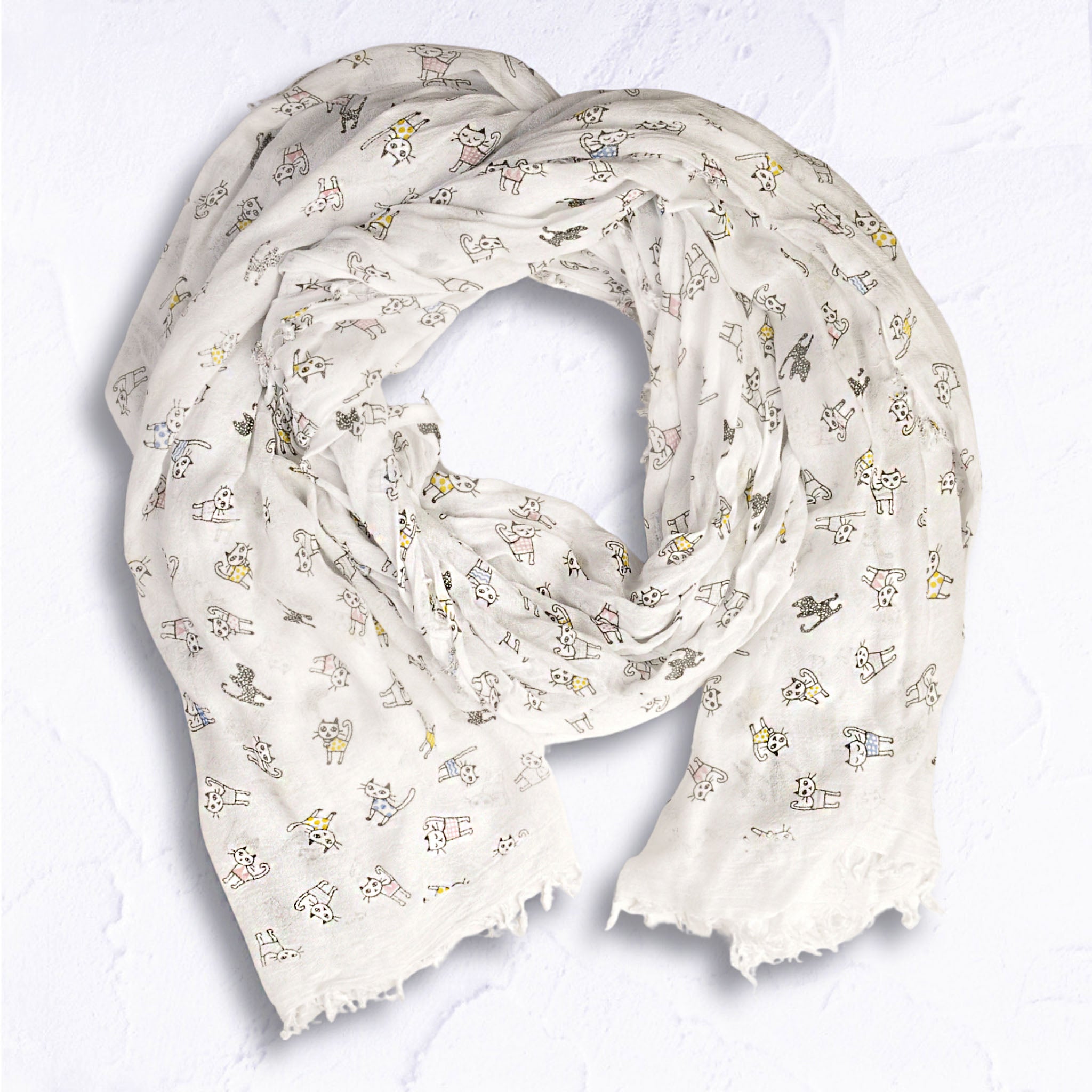 Cat ptiny rawedge bamboo scarf