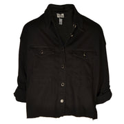 Diamante button raw edge denim jacket