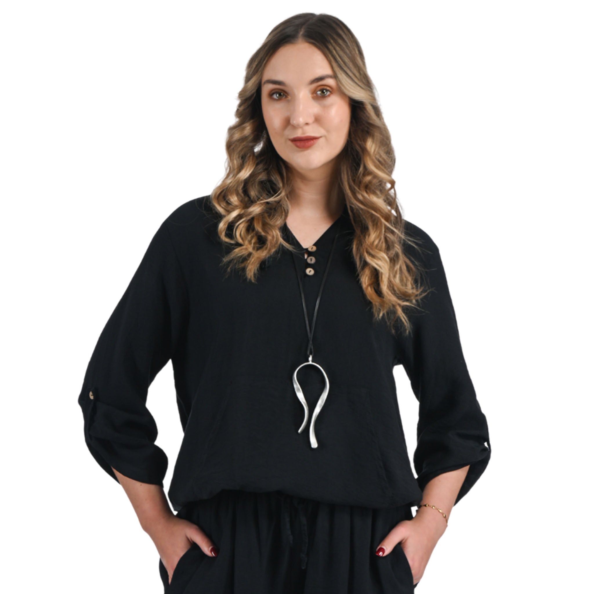 3 Button hooded top