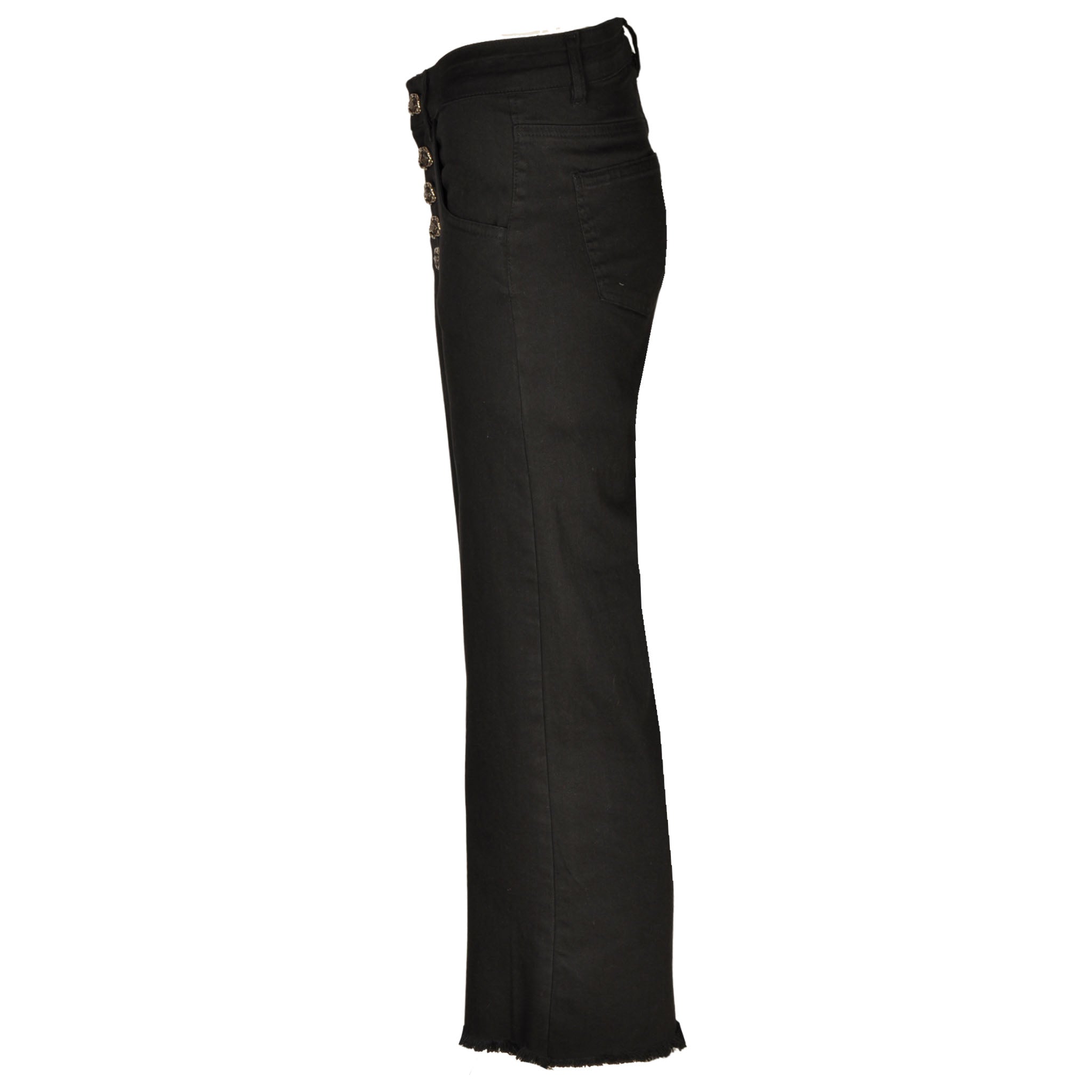 Diamante button crop flare jeans