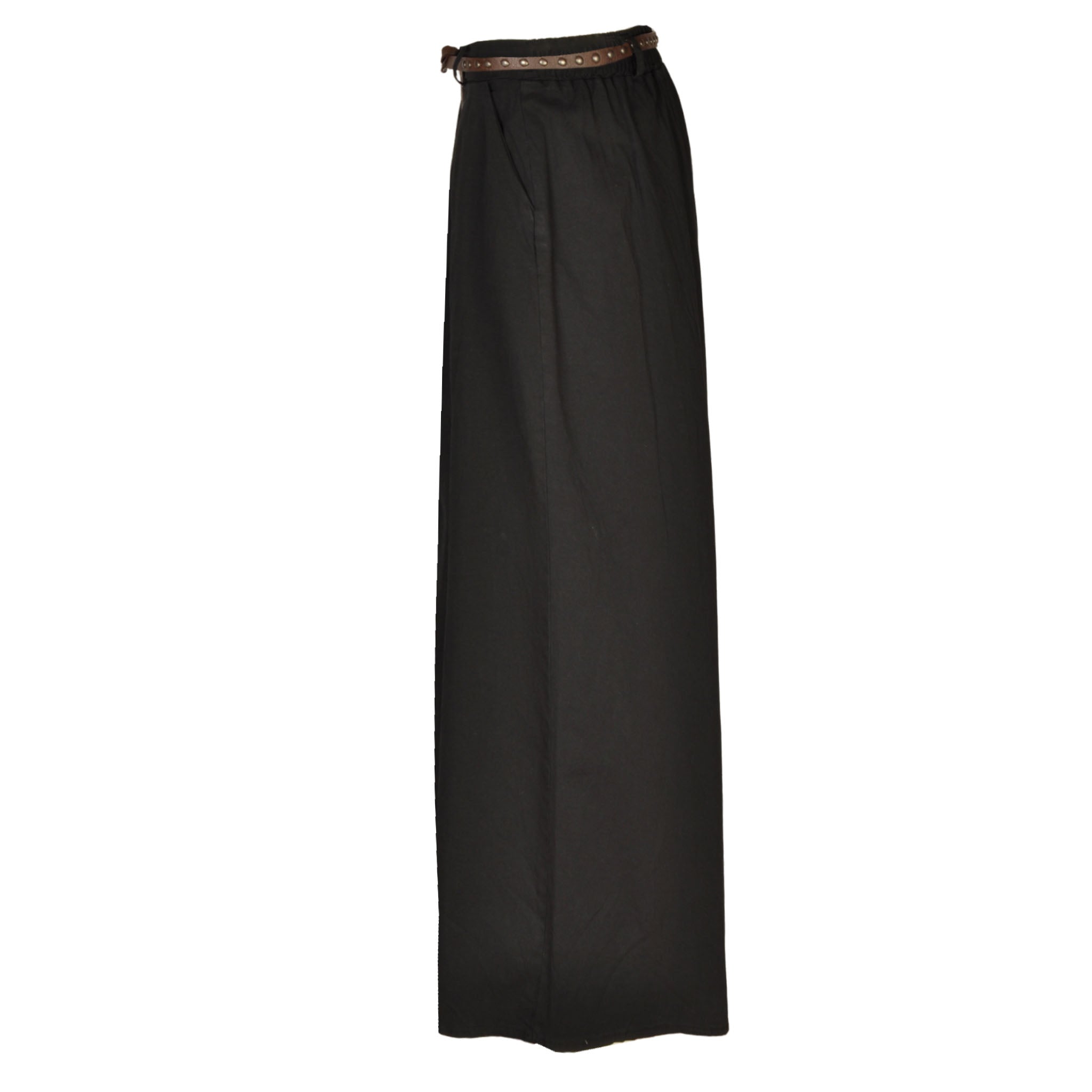 Wide leg belted pleat pant