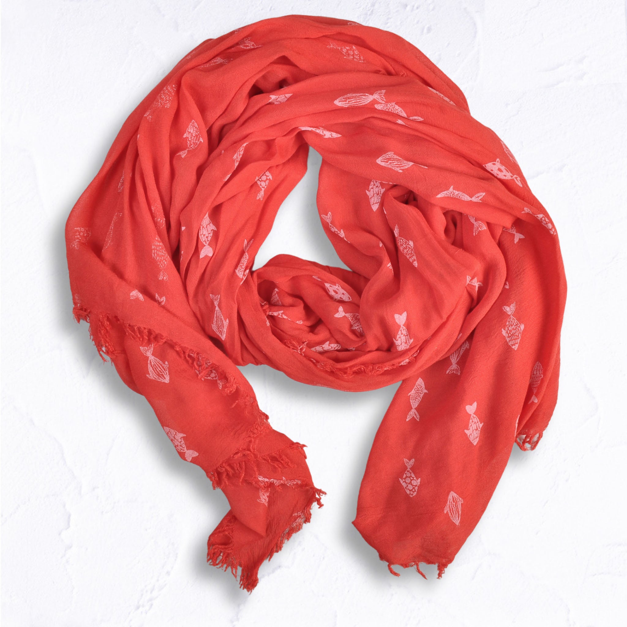 Fish print bamboo scarf