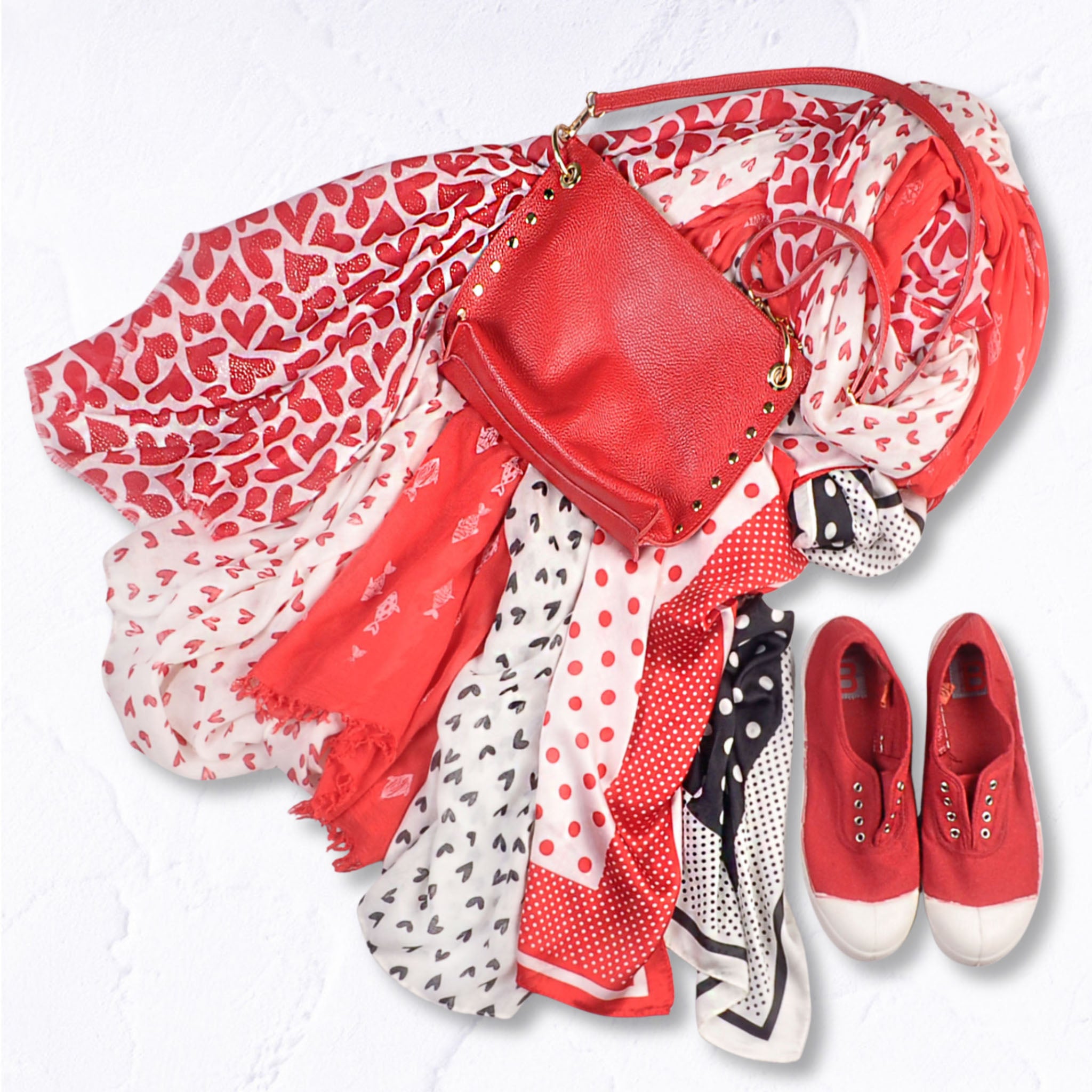 Multi heart glitter scarf