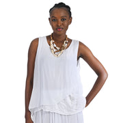 Sequin border silk top