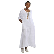 Giant sequin crochet star linen maxi dress