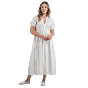 Anglaise flower tiered maxi dress