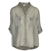 Sheer hi lo mandarin shirt