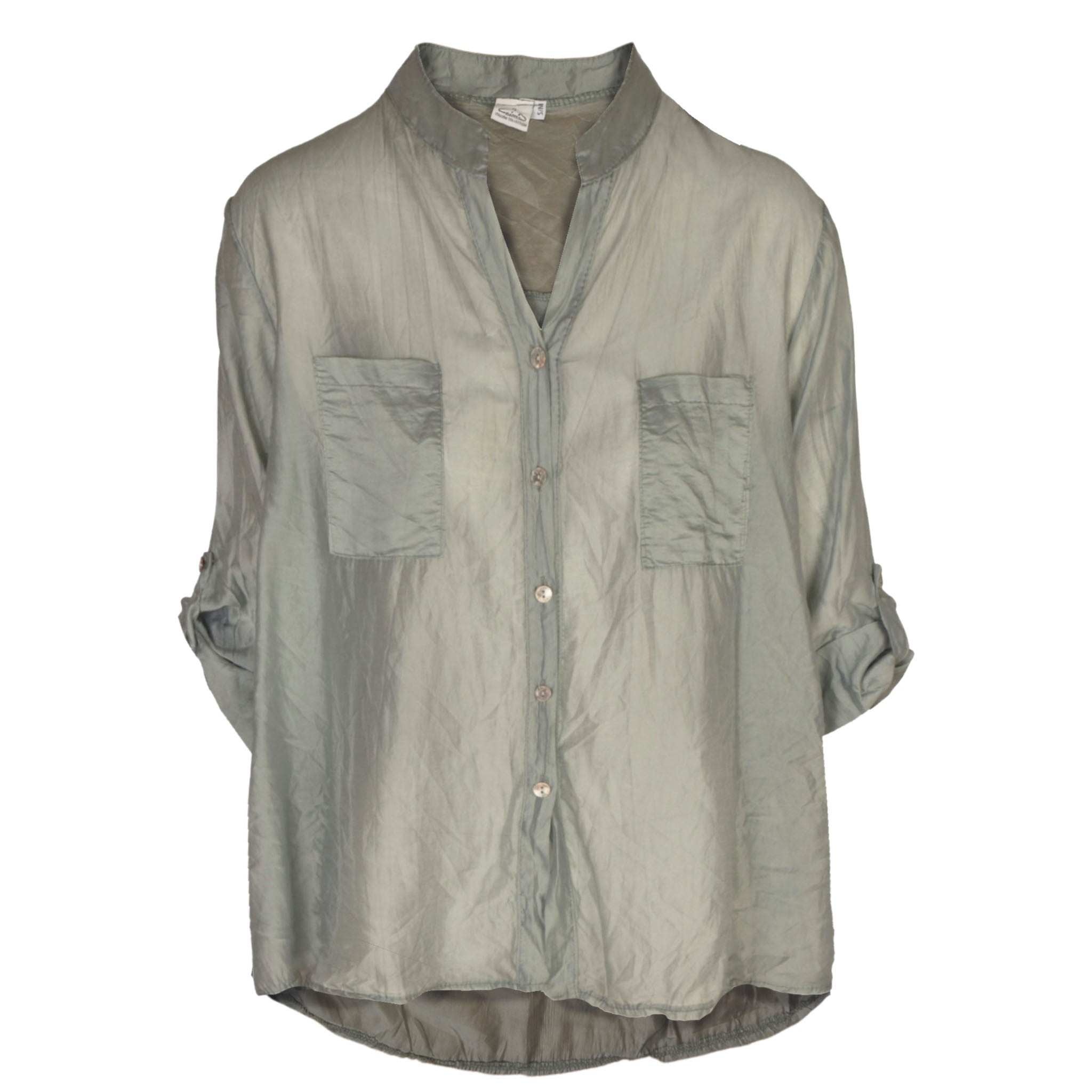 Sheer hi lo mandarin shirt