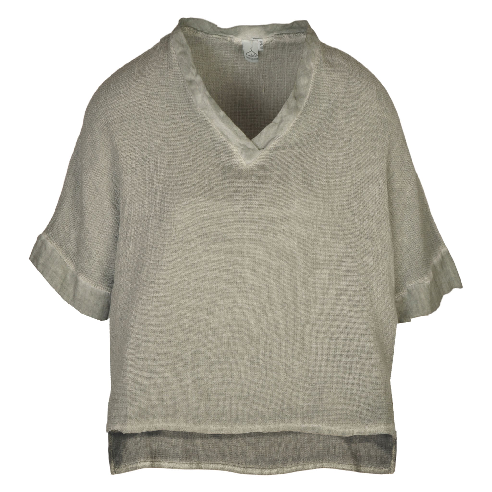 Linen mix boxy v-neck top