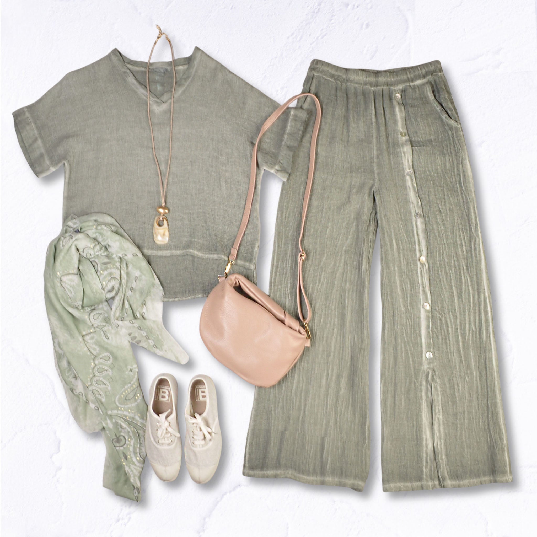 Linen mix boxy v-neck top
