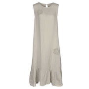 Crochet flower sleeveless linen maxi dress