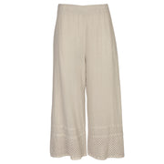Crochet border linen mix pant