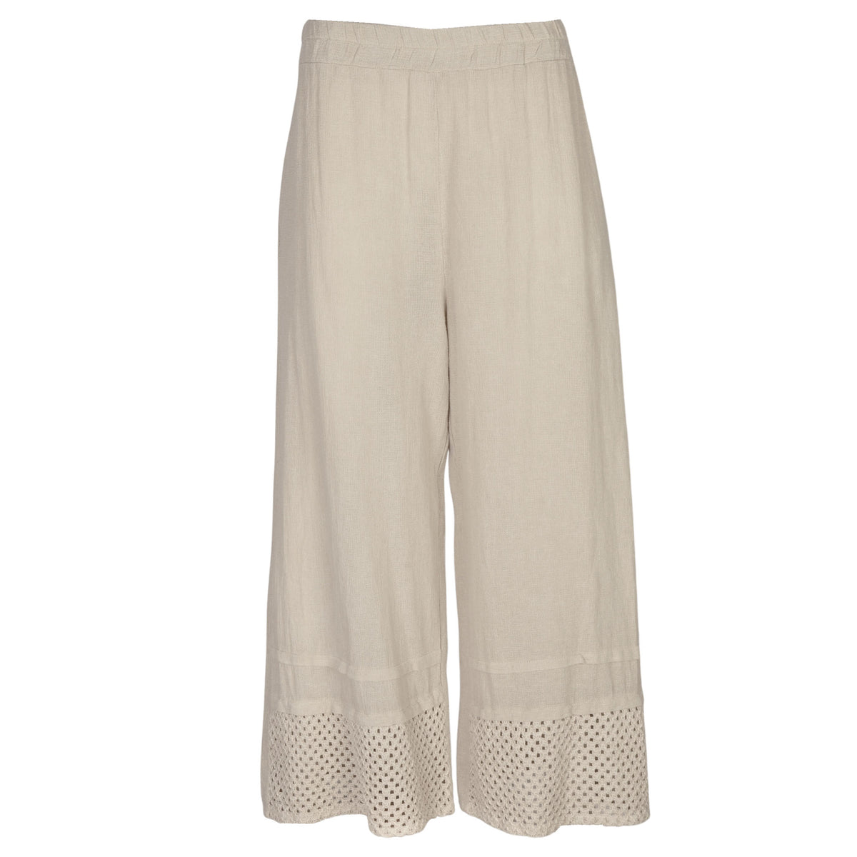 Crochet border linen mix pant