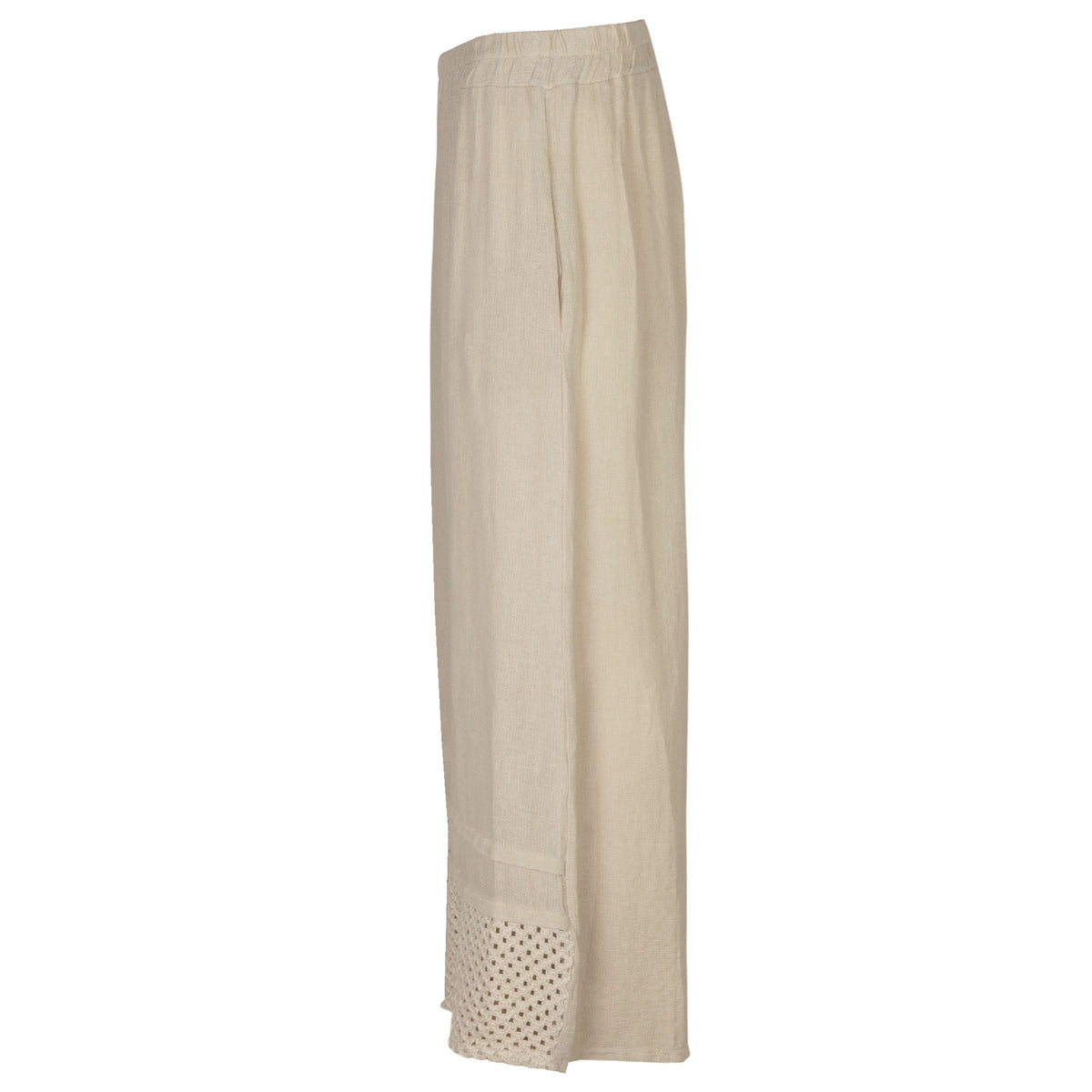 Crochet border linen mix pant
