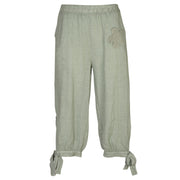 Crochet flower tie linen pant