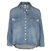 Button detail boxy denim shirt