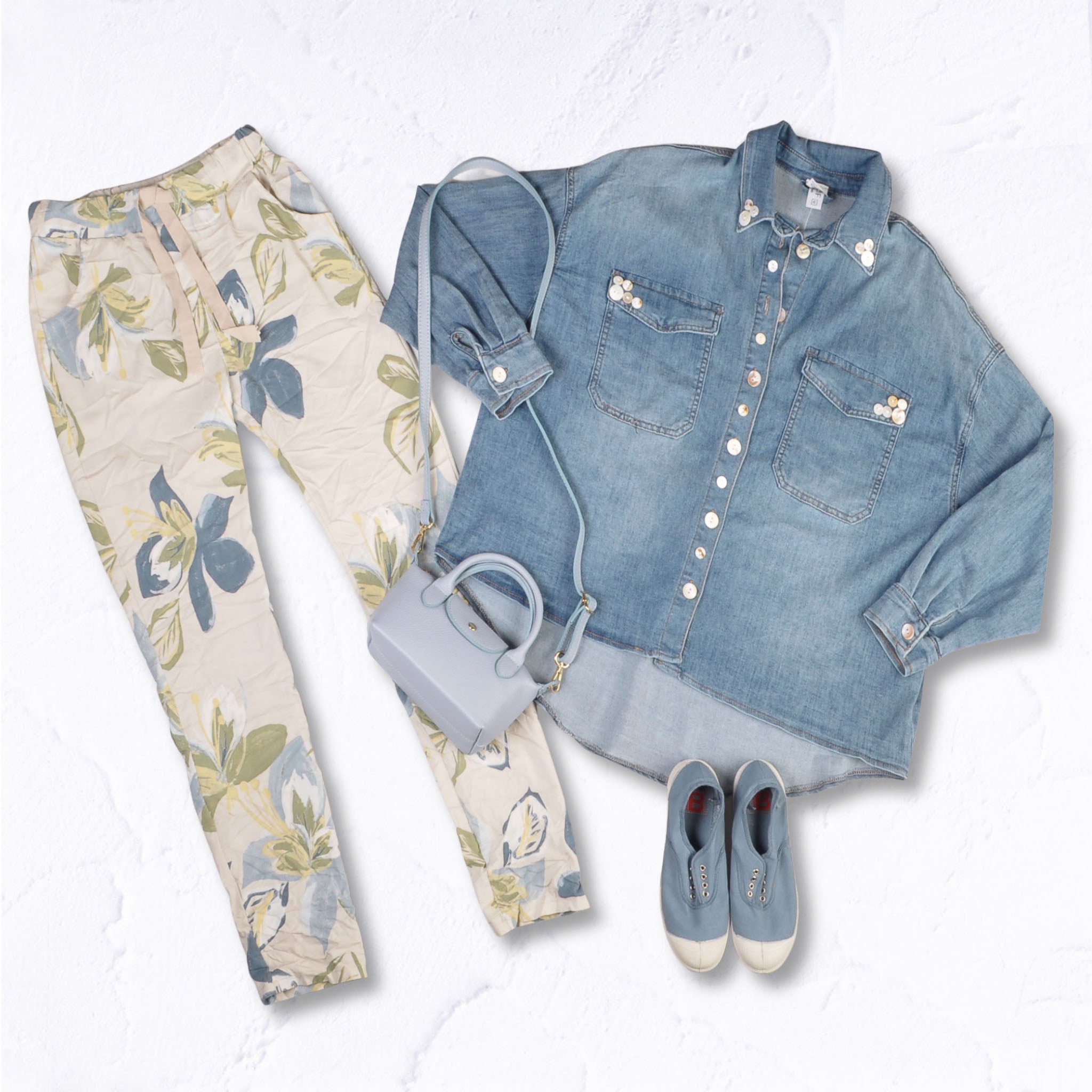 Button detail boxy denim shirt