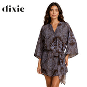 Dixie heraldic palm dring front tie dress