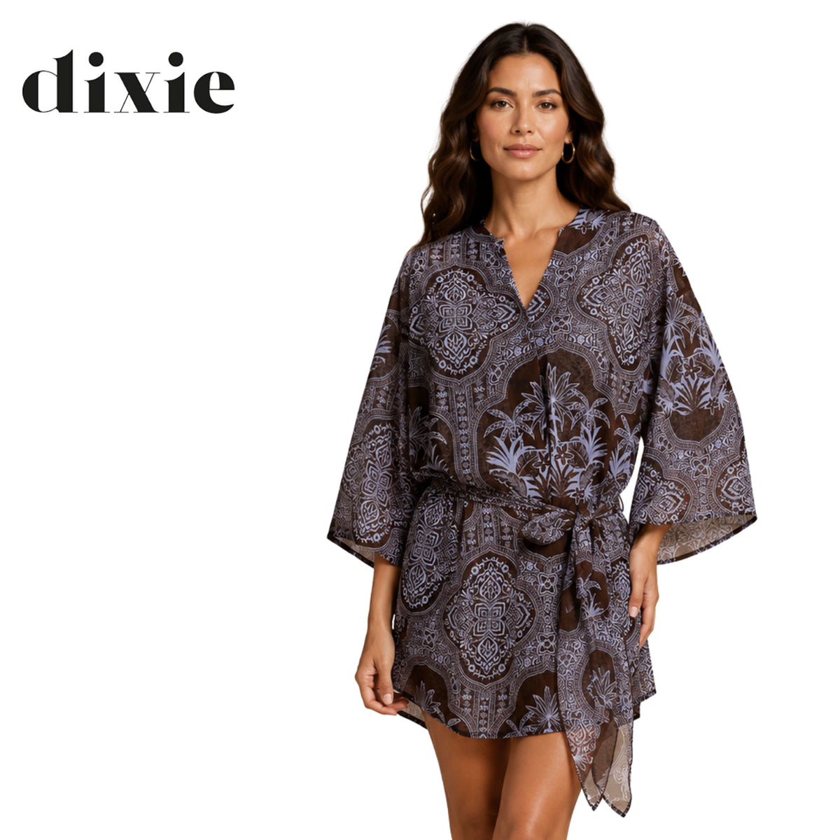 Dixie heraldic palm dring front tie dress