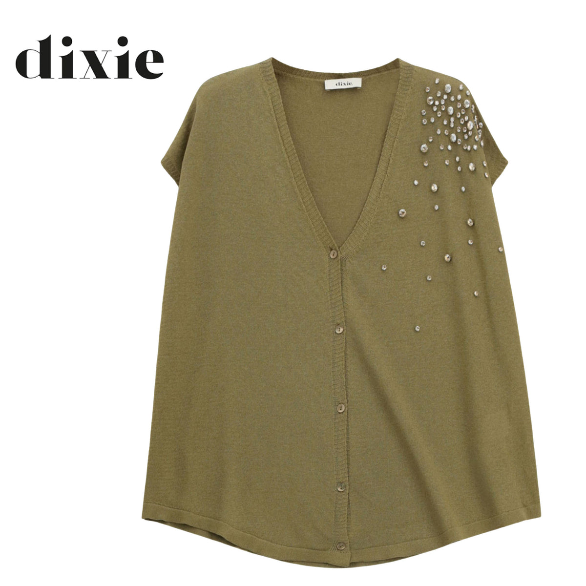 Dixie diamante detail oversized knit sleeveless waistcoat